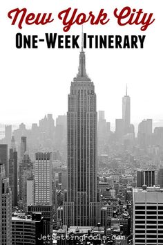 the new york city one - week itinerary is shown in black and white