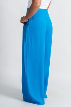 Pleated wide leg pants ocean blue Pleated Wide Leg Pants, Casual College Outfits, Cute Pants, Beach Pants, Women's Boutique, Vacation Outfits, Oklahoma City, Ocean Blue, College Outfits