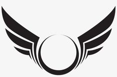 an image of a black and white logo with wings on the front, side or back