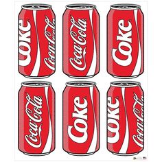 six coca - cola cans with the word coke on them