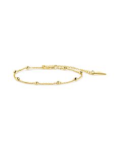 Say 'hello' to the perfect addition to your outfit—the Beaded Station Bracelet! This delicate, dainty piece is definitely the bee's knees; it's the perfect way to bring a little pizzazz to any look. Rock it with jeans and a t-shirt, or dress up an evening gown. Make a statement without saying a word! Materials: 14K gold or rhodium plated brass Features: Measures 6" with 2.25" extender, 0.1" width, 3mm beads, Lead & Nickel free, lobster clasp Adjustable Gold Bracelet With Satellite Chain, Dainty Beaded Bracelets With Satellite Chain, Dainty Beaded Bracelet With Satellite Chain, Delicate Adjustable Beaded Bracelets With Satellite Chain, Adjustable Delicate Chain Beaded Bracelets, Delicate Adjustable Beaded Bracelet With Satellite Chain, Dainty Charm Bracelet With Round Beads, Adjustable Beaded Bracelets With Satellite Chain, Dainty Beaded Rosary Bracelet