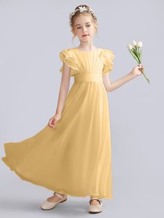 Flutter Crinkle Chiffon Junior Bridesmaid Dress Jr Bridesmaid Dresses Gold, Bridesmaid Dresses Burnt Orange, Jr Bridesmaid Dresses, Candy Pink Bridesmaid Dresses, Wisteria Bridesmaid Dresses, Peach Bridesmaid Dresses, Bridesmaid Wrap, Jr Bridesmaid, Wrap Dress Bridesmaid