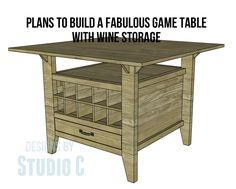 plans to build a fabulous game table with wine storage