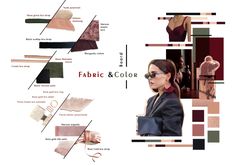 a woman in business attire with her hair pulled back and glasses on, surrounded by color swatches