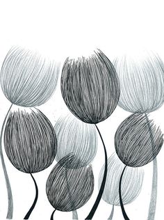 an ink drawing of three flowers on a white background with the words,'i love you