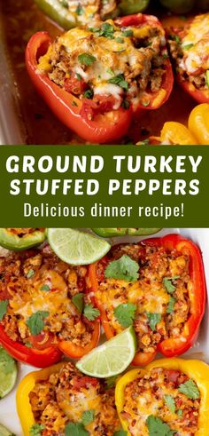 ground turkey stuffed peppers are an easy and delicious dinner recipe