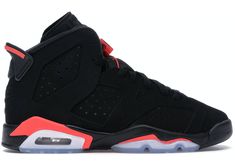 Jordan 6 Retro Black Infrared 2019 (GS) - 384665-060 Girls Wearing Jordans, Jordan Basketball Shoes, Retro Jordans 11, Retro 6, Nike Shoes Air Force, Authentic Jordans, Nike Air Jordan 6, White Nike Shoes, Jordans Girls