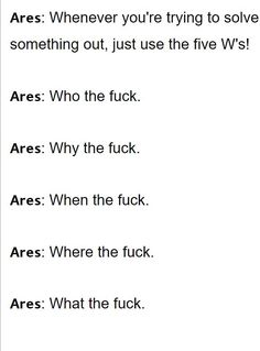 the words are written in black and white on a piece of paper that says, areas whenever you're trying to solve something out, just use the five ws