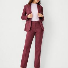 Ann Taylor The Notched One Button Blazer Suit In Plum Rose - Never Worn Blazer Size: 0p Pants Size: 0p Pink Suits With Button Closure For Work, Pink Workwear Blazer With Button Cuffs, Tailored Pink Suit For Fall, Tailored Pink Suits For Fall, Pink Business Suit For Fall, One Button Blazer, Blazer Buttons, Blazer Suit, Ann Taylor