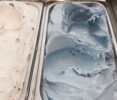 two trays filled with ice cream next to each other