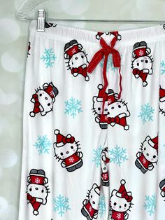 Hello Kitty Christmas Pajama Pants Sz MED. NWT. #hellokittycollection #pajamas #christmas Winter Holiday Cotton Bottoms, Hello Kitty Pajamas, Christmas Pajama Pants, Pajamas Christmas, Kitty Christmas, Hello Kitty Christmas, Hello Kitty Collection, Basket Ideas, Christmas Pajamas