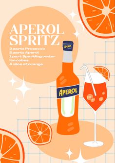 an advertisement for aperol spritz with oranges