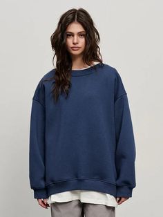 Blue Sweatshirt Outfit, Thick Hoodies, V Neck Sweatshirt, Simple Sweatshirt, Sweatshirt Model, Pullover Mode, Fall Hoodies, Spring Sweater, Sweatshirt Outfit