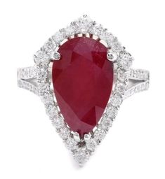 9.91 Carat Natural Ruby and Diamond Women Ring Made in 14K Solid White Gold Suggested Retail Price $5,999.00 Total Natural Ruby Weight is - 8.90 Carat Ruby Measurements are - 15.00 x 10.00 mm Diamonds Carat Weight is - 1.01 Carat Clarity: SI1 Color: G-H RING SIZE: 6.25 (FREE SIZING AVAILABLE) RING WEIGHT IS 7 gram Disclaimer: All colors, measurements and weights are approximate and may vary slightly from the listed dimensions or as seen in the image'' Luxury Pear-shaped Ruby Ring For Formal Occasions, Gia Certified Ruby Ring For Formal Occasions, Gia Certified Ruby Ring For Formal Events, Formal Gia Certified Ruby Ring, Formal Pear-shaped Ruby Diamond Ring, Formal Pear-shaped Brilliant Cut Ruby Ring, Formal Ruby Halo Ring, Formal Gia Certified Pear-shaped Rings, Formal Pear-shaped Ruby Ring With Prong Setting