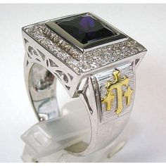 A huge amethyst edged with sparking clear stones and placed into silver setting create a noble and commendable look of this Princess Amethyst Silver Bishop Ring Spiritual Hallmarked Signet Ring For Formal Occasions, Spiritual White Gold Rings For Formal Occasions, Formal Sterling Silver Signet Ring With Center Stone, Silver Spiritual Rings For Formal Occasions, Luxury Silver Signet Ring With Center Stone, Engraved Silver Amethyst Ring In Sterling Silver, Silver Luxury Amethyst Ring With Polished Finish, Luxury Silver Amethyst Ring With Polished Finish, Luxury Hallmarked Silver Amethyst Ring