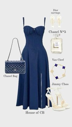 inspiração de looks com vestidos longo azuis com acessórios. clique no PIN ou na IMAGEM encontre mais modelos de vestidos longos elegantes e vestidos estilosos.. clica no "ACESSAR" Adrette Outfits, Mode Zara, Glam Dresses, Looks Chic, Dressy Outfits, Cute Simple Outfits, Girly Outfits, Casual Style Outfits