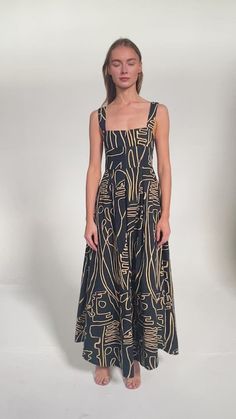 Janie Dress | BEL KAZAN | Made in Bali Bold Pattern Dress, Bold Fashion Outfits, Bel Kazan, Artsy Dress, Black Summer Dress, Cotton Poplin Dress, Printed Dresses, Dress Handmade, Poplin Dress