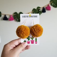 Mustard Yellow Pom Pom Earrings Supper Cute To Spice Up Any Outfit Casual Handmade Yellow Earrings, Casual Yellow Earrings For Gift, Casual Yellow Earrings Perfect For Gifts, Cute Handmade Yellow Earrings, Pink Pearl Earrings, Pom Earrings, Gold Bead Earrings, Pom Pom Earrings, Vintage Dragon