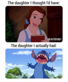 an image of disney characters with caption that reads, the daughter thought i'd have