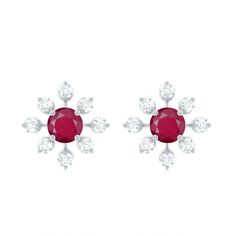 Product Details The Ruby Stud Earrings are a sweet and lovely pair designed to complement your elegant style. The July Birthstone Earrings feature enchanting Round Shape Ruby at the center of a unique design enhanced by Round Diamond. With these stunner Ruby and Diamond Earrings, you will be sure to make a statement no matter what you wear to a party or to a casual event. Product Information SKU SHP-EARRINGS0621113497 Length 10.7 mm Width 10.7 mm Height 3.5 mm Weight 1.50 gm (Approximate) RUBY I Diamond Flower-shaped Gemstone Earrings, Elegant Flower Shaped Halo Earrings, Elegant Red Cluster Earrings, Elegant Red Cluster Earrings For Anniversary, Elegant Flower-shaped Halo Earrings, Formal Flower Shaped Pierced Earrings, Formal Flower-shaped Pierced Earrings, Formal Red Flower-shaped Earrings, Cubic Zirconia Gemstone Flower-shaped Earrings