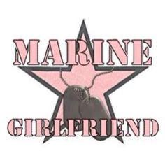 the marine girl friend logo is shown in pink and black with a star on it