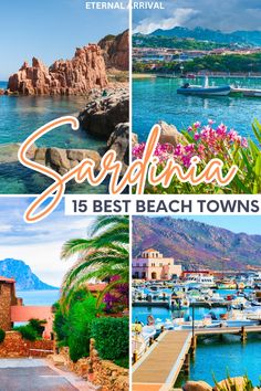 the best beach towns in california with text overlay that reads saguana 15 best beach towns