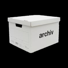 an open white box with the word archiv on it's lid and bottom