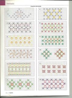 the cross stitch pattern is shown in different colors