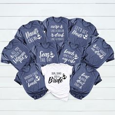 the bride and groom t - shirts are arranged in a circle on top of each other