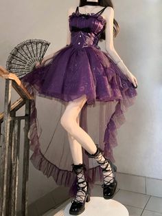 Purple Glittering Princess Dress Basque Waist Party Queen Dress Full Set Purple Princess Dress, Mimi Dress, Outfit References, Golden Birthday, Printed Pleated Skirt, Purple Outfits, Queen Dress, Pretty Prom Dresses, Gorgeous Clothes