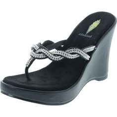 Very Volatile Women's Bridal Sandal Size: no size.  Color: Black.  Gender: female.  Age Group: adult. Black Synthetic Toe Post Wedge Sandals, Elegant Adjustable Black Flip Flops, Party Black Synthetic Flip Flops, Black Toe Post Flip Flops For Party, Adjustable Black Synthetic Wedge Sandals, Bridal Sandal, Colorful Wedges, Womens Strappy Sandals, Arch Support Sandals