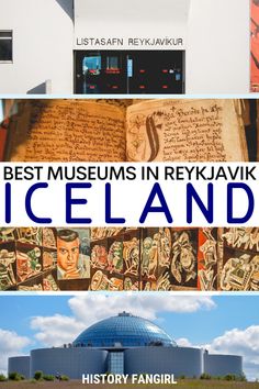 the best museum in iceland is located on top of an old building and below it are pictures of historical artifacts