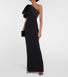 Maelys crêpe gown in black - Safiyaa | Mytheresa Formal Pre-draped Crepe Dress, Formal Pre-draped One-shoulder Gown, Chic Bow Gown For Gala, Elegant Dress With Asymmetrical Neckline For Black-tie Events, Elegant Gown With Draped Sleeves And Asymmetrical Neckline, Fitted Bodice Floor-length Gown For Black-tie Events, One Shoulder Evening Dress With Bow For Wedding, Formal Gown With Draped Sleeves And Asymmetrical Neckline, Chic Fitted Gown With Bow