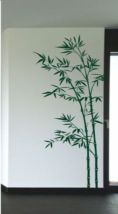 an image of a bamboo tree painted on the wall