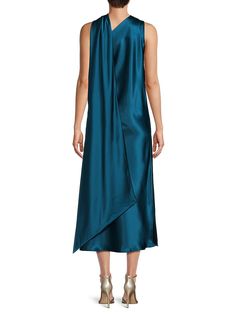 This Elegant Midi Dress Shows Off A Luxurious Satin Finish And Is Designed With A One-Shoulder Neckline. One-Shoulder Neckline Sleeveless Pullover Attached Scarf Detail Polyester & Spandex Machine Wash Made In Usa Size & Fit About 53" From Shoulder To Hem Model Shown Is 5'10" (177cm) Wearing Us Size Small. Womens - W Trend Separates > Saks Off 5th. Renee C.. Color: Gold. Size: S. Sleeveless Stretch Satin Midi Dress, Satin Sleeveless One Shoulder Dress For Spring, Spring Sleeveless Satin One-shoulder Dress, Spring Satin One Shoulder Sleeveless Dress, Spring Satin One-shoulder Sleeveless Dress, Sleeveless Satin One Shoulder Dress For Summer, Sleeveless Satin One-shoulder Dress For Summer, Shoulder Scarf, Elegant Midi Dress