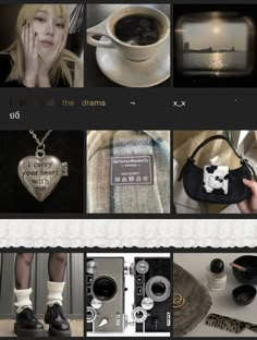 a collage of photos with coffee and other items