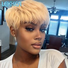 46305031291132 Pixie Wigs, Short Cut Wigs, Wigs Black, Pixie Cut With Bangs, Bangs For Women, Cheap Wigs, Short Human Hair Wigs, Short Curly Wigs, Natural Wigs