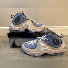 Selling: Men's Social Status X Nike Air Max Penny 2 'Playground - White' Sail / University Blue - White - Black Size 12 Shoes New W/ Box Style #: Dm9132-100 Shoes Are 100% Authentic And Brand New With Box. Retail: $200.00+ Tax $295.00 Buy It Now Blue Dynamic Basketball Shoes With Rubber Sole, Dynamic Blue Basketball Shoes With Rubber Sole, Dynamic Blue Synthetic Basketball Shoes, Blue Leather Basketball Shoes, Dynamic Blue Basketball Shoes With Cushioned Footbed, Dynamic Blue High-top Basketball Shoes, Blue Basketball Shoes With Abzorb Midsole For Training, Blue Leather Training Sneakers, Blue Leather Basketball Shoes With Air Max Cushioning