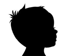 the silhouette of a child's head with spiked hair