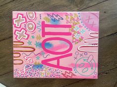 a pink greeting card with the word aoi on it