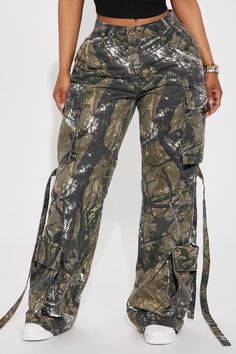 Available In Olive/combo. Cargo Pant Low Rise Button & Zipper Closure Cargo Pockets Strappy Detail Wide Leg Oversized Fit Non Stretch 65% Polyester 35% Cotton Imported | Level You Up Tree Camo Cargo Pant in Olive Green size 2X by Fashion Nova Camo Cargo Pants, Service Women, Cargo Pant, Cute Comfy Outfits, Matching Dresses, Oversized Fits, Comfy Outfits, Fashion Nova, Camo