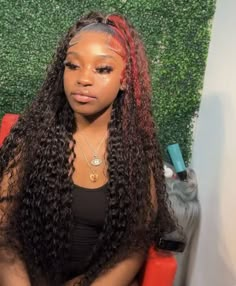 Deep Wave Wig Skunk Stripe, Gold Piercings, Parting Hair, Black Ponytail Hairstyles, Deep Curly