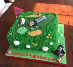 a birthday cake made to look like a golf course