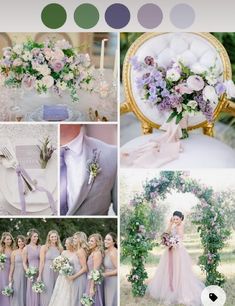 the wedding color scheme is lavender and white