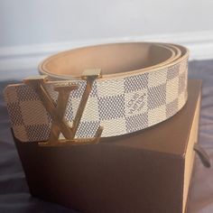 White Authentic Louis Vuitton Belt Worn Once Not Dirty, In Good Condition Louis Vuitton Belt, Louis Vuitton Accessories, Reversible Belt, Authentic Louis Vuitton, Leather Belt, Belts, Initials, Louis Vuitton, Women Accessories