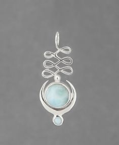 Larimar Sterling Silver Unalome Moon Pendant - Charms & Pendants Unalome Symbol, Meditation Beads Mala, Buddha Jewelry, Malachite Jewelry, Buddha Pendant, Spiritual Enlightenment, Mala Bracelet, Our Journey, Moon Pendant