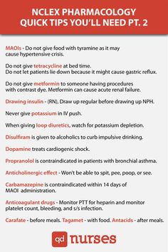 a red and white poster with the words nclex pharmacology quick tips you'll need pt 2