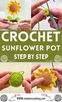 crochet sunflower pot step by step instructions for beginners to make it