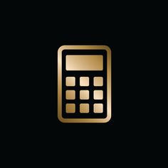 a golden calculator on a black background