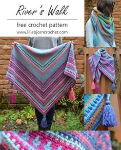 there is a crocheted shawl with tassels on it